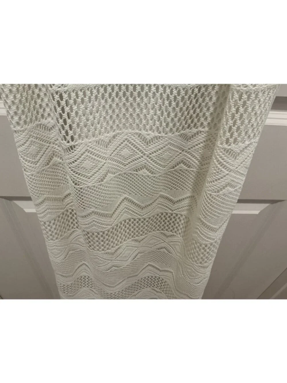 Sandra Darren Maxi Dress See Measurements Off White Beaded Neck Line Lace Lined - Picture 5 of 14